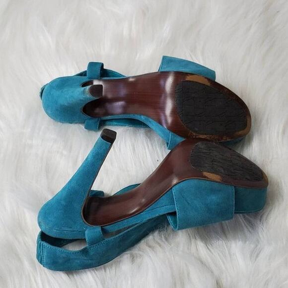 Diane Von Furstenberg Suede Criss Cross Platform Heels - 6 - Picture 4 of 13